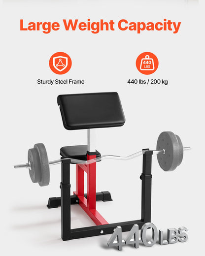 Preacher Curl Bench Adjustable Home Gym Biceps Machine Barbell Equipment