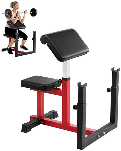 Preacher Curl Bench Adjustable Home Gym Biceps Machine Barbell Equipment