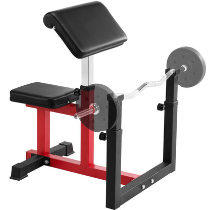 Preacher Curl Bench Adjustable Home Gym Biceps Machine Barbell Equipment