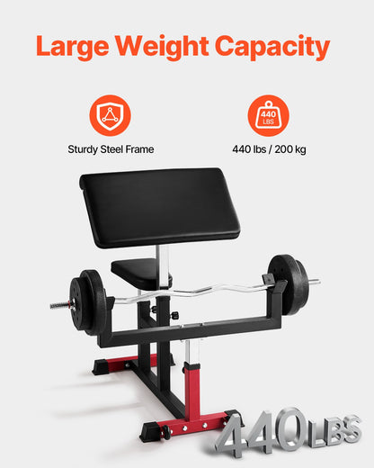 Preacher Curl Bench Justerbar Hemgym Biceps Maskin Skivstång Utrustning
