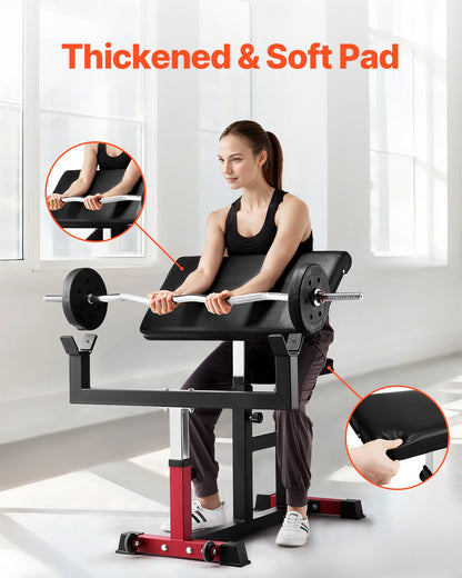 Preacher Curl Bench Justerbar Hemgym Biceps Maskin Skivstång Utrustning