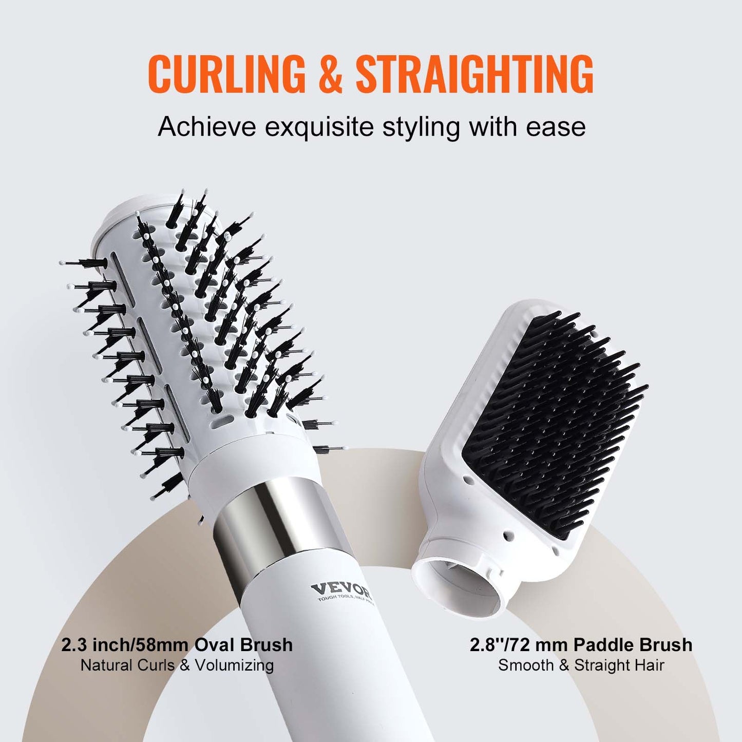Hair Dryer Brush Ionic Hot Air Styler with 2 Volume Drying Brushes