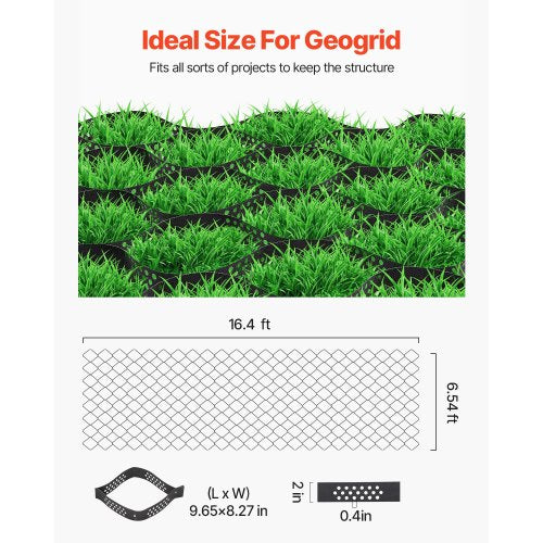 Ground Grid 2-inch Deep Geocell Grid 16.4x6.5FT / 5000x1980mm for Gravel