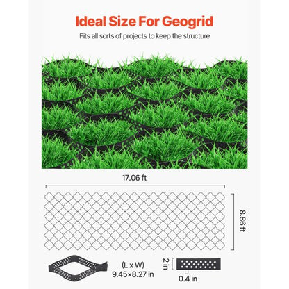 Ground Grid 2-inch Deep Geocell Grid 17.06x8.86 ft / 5200x2700 mm for Gravel