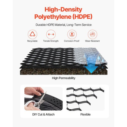 Ground Grid 2-inch Deep Geocell Grid 17.06x8.86 ft / 5200x2700 mm for Gravel