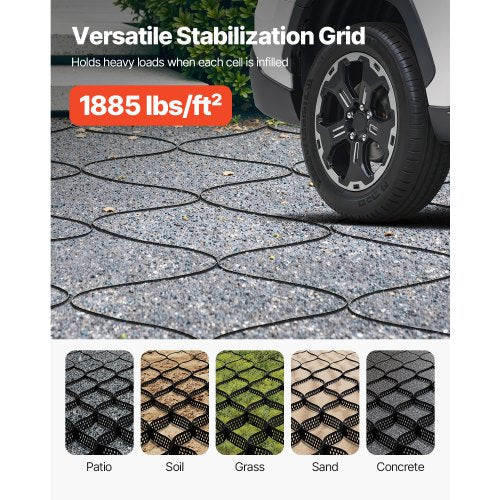 Ground Grid 2-inch Deep Geocell Grid 17.06x8.86 ft / 5200x2700 mm for Gravel