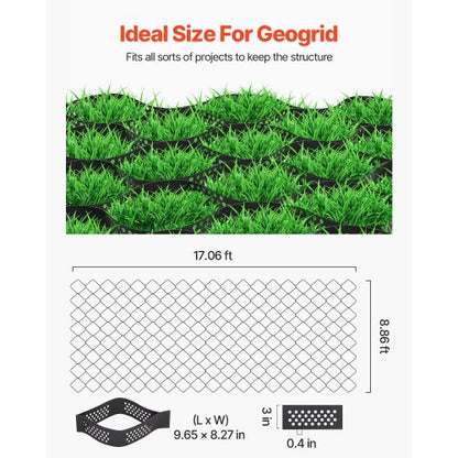 Ground Grid 3-inch Deep Geocell Grid 17.06x8.86 ft / 5200x2700 mm for Gravel