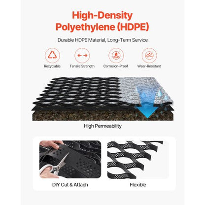 Ground Grid 3-inch Deep Geocell Grid 17.06x8.86 ft / 5200x2700 mm for Gravel