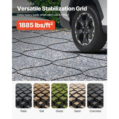 Ground Grid 3-inch Deep Geocell Grid 17.06x8.86 ft / 5200x2700 mm for Gravel