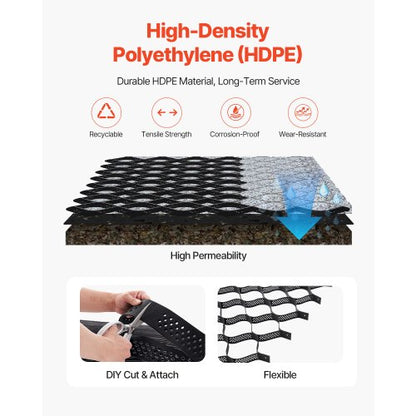 Ground Grid 3-inch Deep Geocell Grid 24.93x9.52 ft / 7600x2900 mm for Gravel | EU