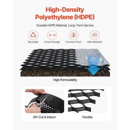 Ground Grid 4-inch Deep Geocell Grid 17.06x8.86 ft / 5200x2700 mm for Gravel