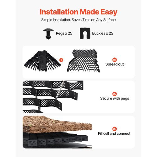 Ground Grid 4-inch Deep Geocell Grid 17.06x8.86 ft / 5200x2700 mm for Gravel