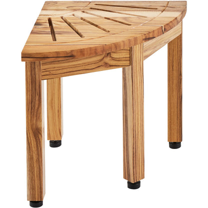 Hörnduschbänk i teak, 12,4 tum höjd 11,5 tum radie, 100 % teak hörnduschstrand, mögelbeständig, 300 LBS med förvaringshylla, duschpall för in- och utedusch, för badrum