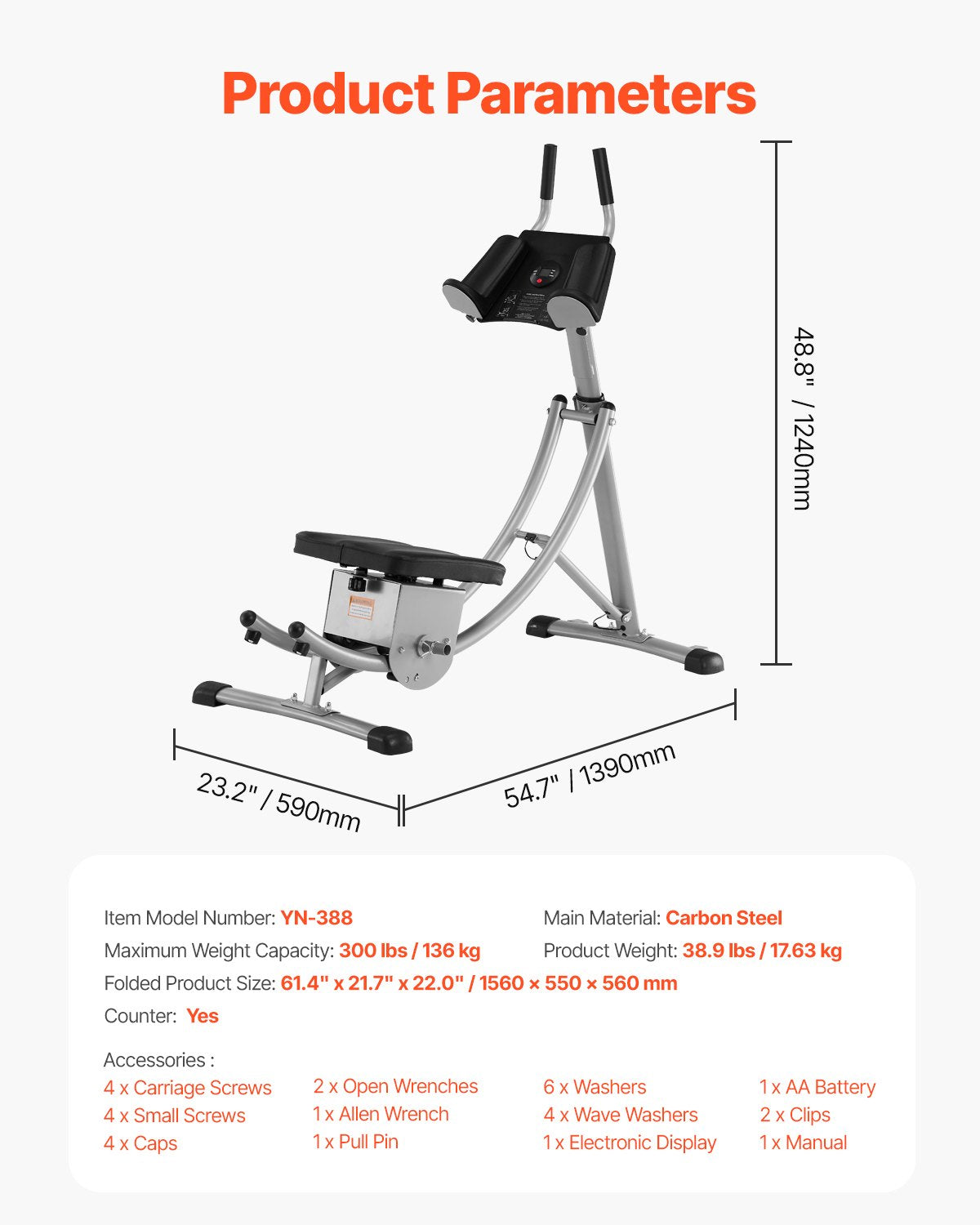 AB Exercise Machine Equipment Home Gym Core Abdominal Trainer Adjustable