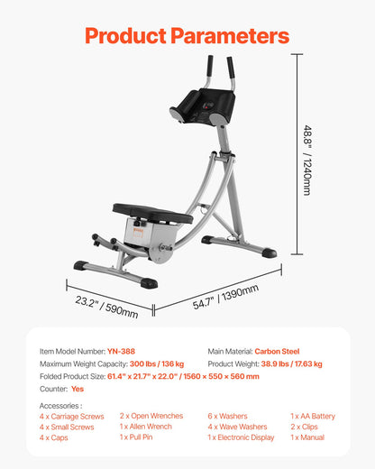 AB Exercise Machine Equipment Home Gym Core Abdominal Trainer Adjustable