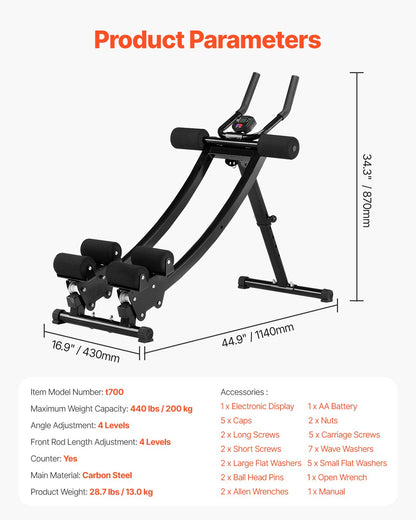 AB Träningsmaskin Utrustning Hem Gym Core Magtränare Dual-track