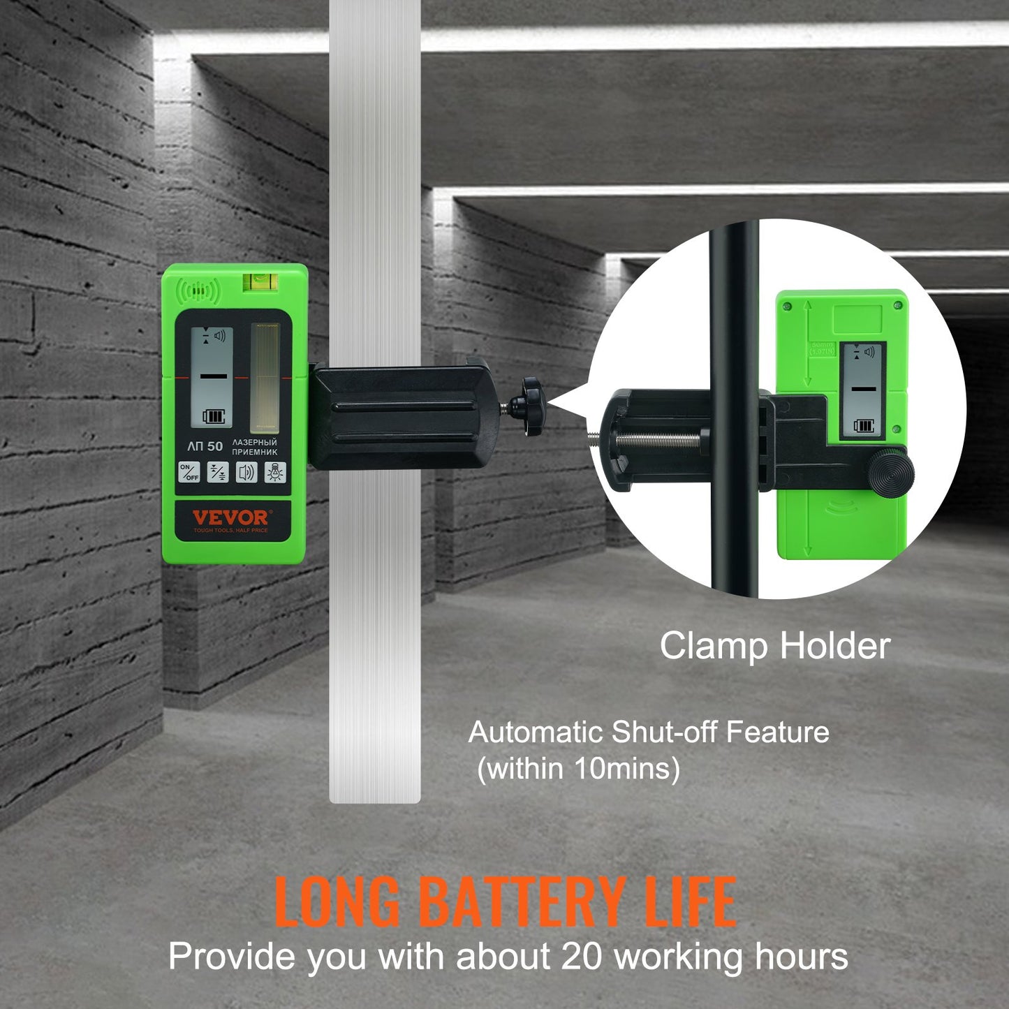 Laser Receiver Detector 197 ft Range Grön laser och röd stråle med klämma