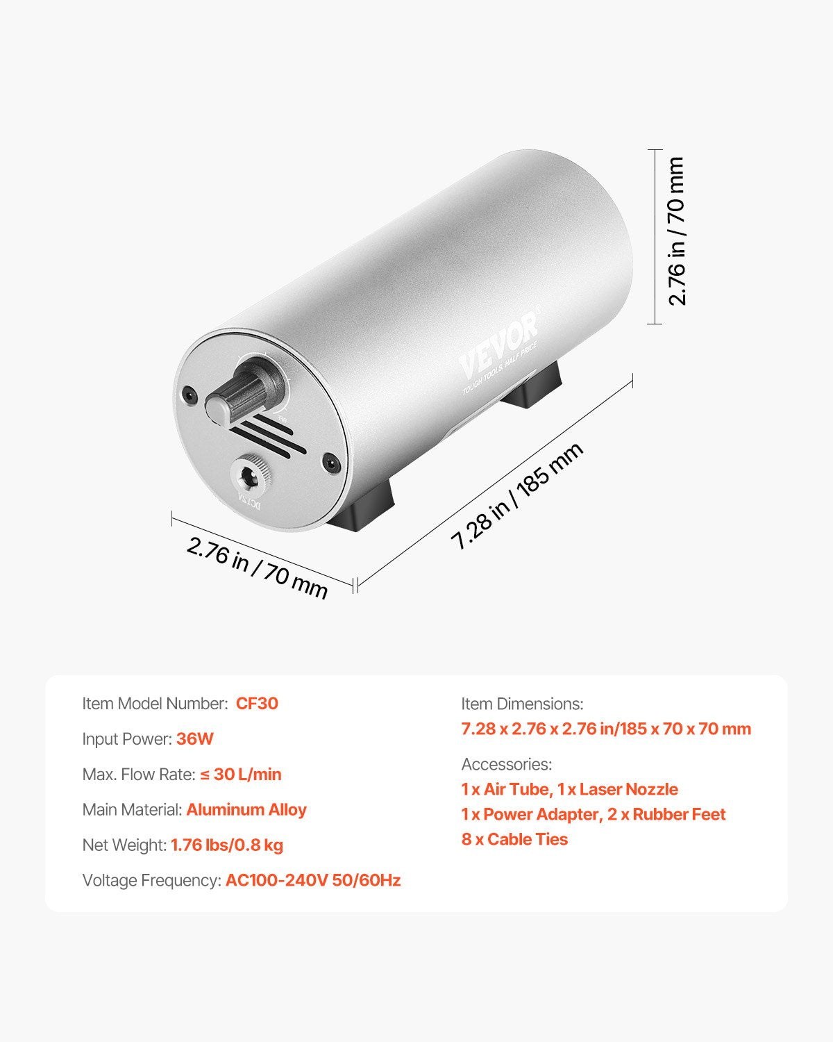 Air Assist Adjustable 30 L/min Air Pump for Laser Engraver Cutters ≥ 20W