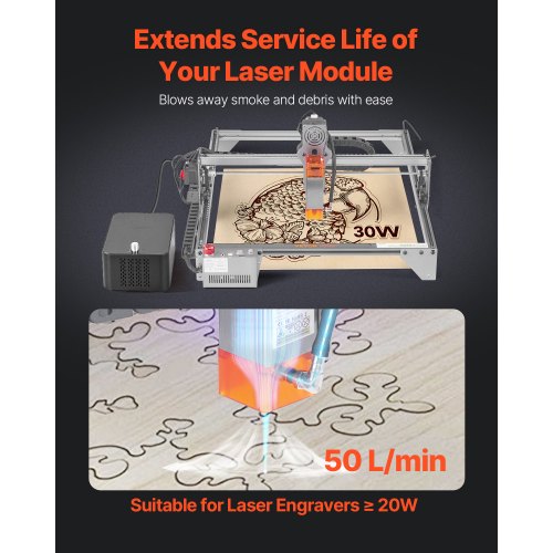 Air Assist Adjustable 50 L/min Air Pump for Laser Engraver Cutters ≥ 20W | EU