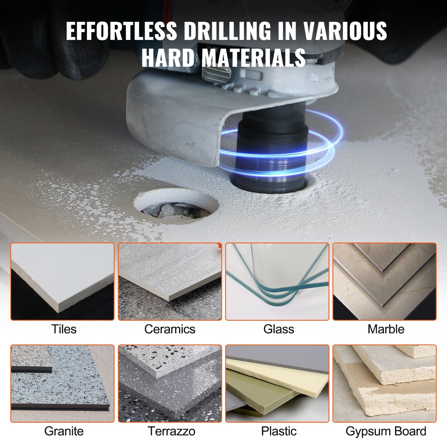 Diamond core drill set, 7 pcs 6/6/6/20/25/35/50 mm diamond hole saw set, with finger milling cutter cone bit saw blade and storage bag for dry and wet, diamond drill bit for ceramic tiles