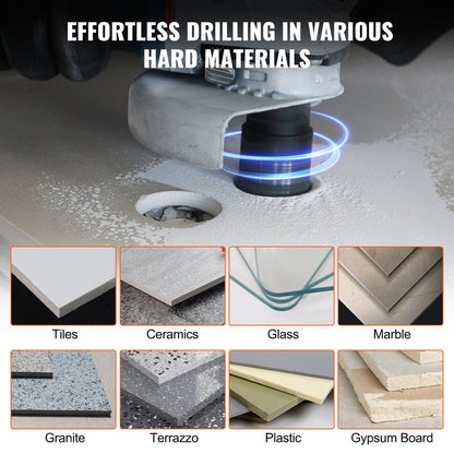 Diamond core drill set, 7 pcs 6/6/6/20/25/35/50 mm diamond hole saw set, with finger milling cutter cone bit saw blade and storage bag for dry and wet, diamond drill bit for ceramic tiles