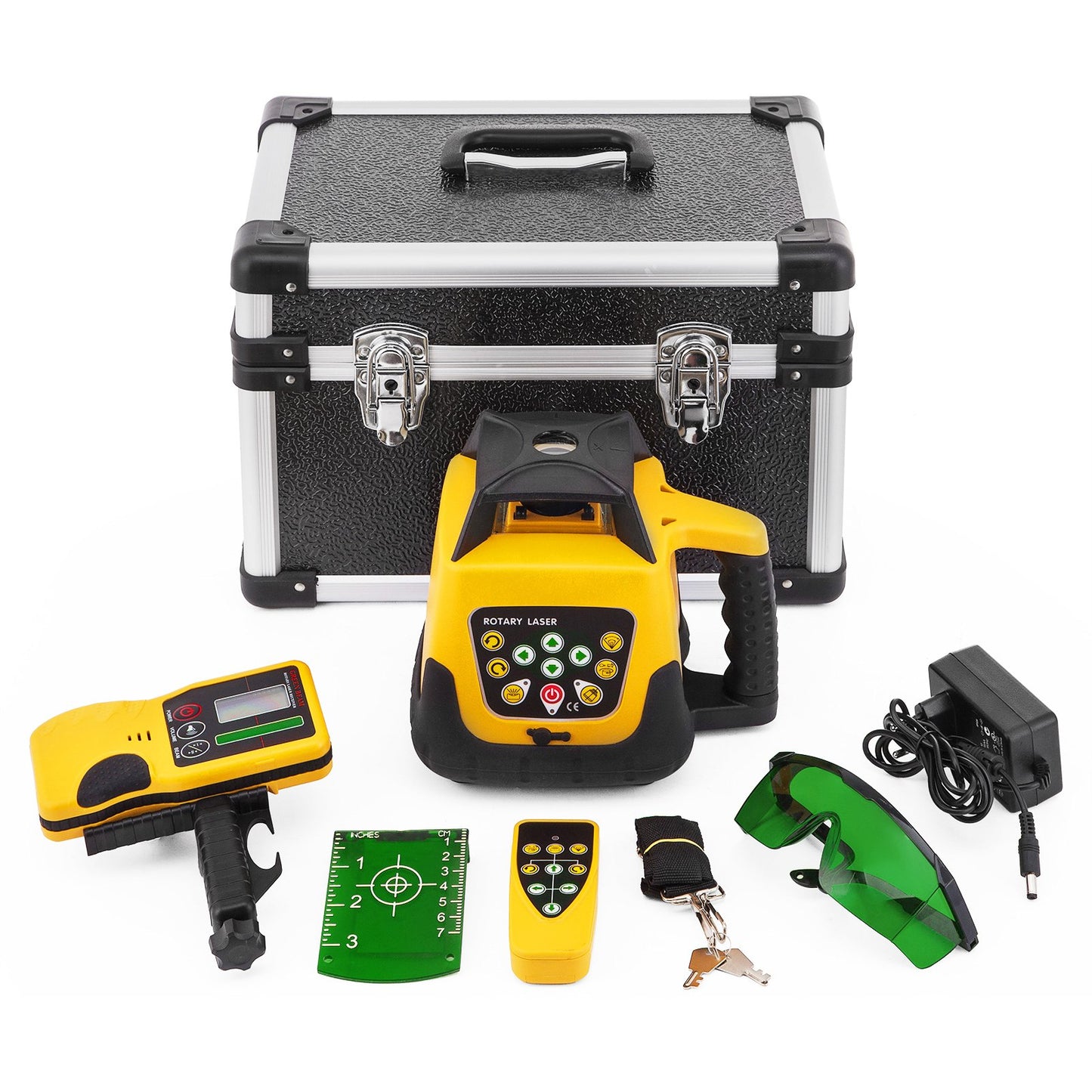 Rotating laser level green beam 500 m range Tilt Adjustable 360° Spinning Precise with remote control and receiver