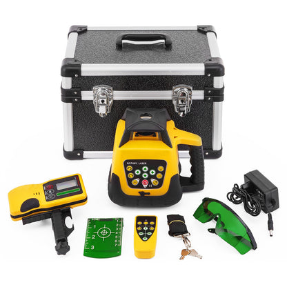 Rotating laser level green beam 500 m range Tilt Adjustable 360° Spinning Precise with remote control and receiver