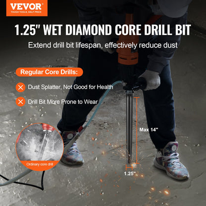 Kärnborr, 1-1/4" våt diamantkärnborr, 14" borrdjup betongkärnborr, 5/8"-11 innergänga, lasersvetsning, diamant våt kärnborr för betongsten och block