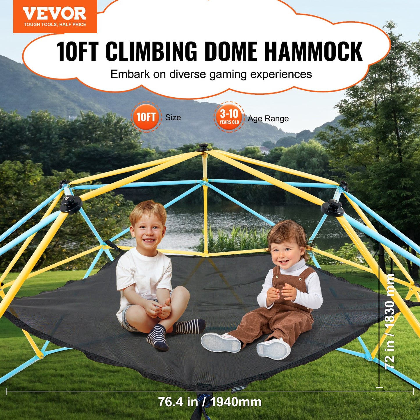 Dome Climber Hammock, Climbing Dome Accessories, Climbing Dome Hammock Suitable for 10ft dome climbing, load bearing 350 pounds, Pentagon Jungle Gym Hammock for outdoor use (hammock only)