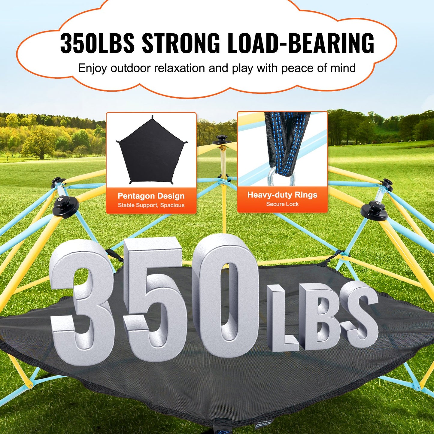 Dome Climber Hammock, Climbing Dome Accessories, Climbing Dome Hammock Suitable for 10ft dome climbing, load bearing 350 pounds, Pentagon Jungle Gym Hammock for outdoor use (hammock only)