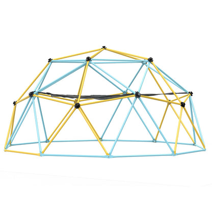 Klätterdome, 10 ft geometrisk kupolklättrare med hängmatta och gunga, för barn 3 till 10 år gamla, Jungle Gym stöder 750 LBS och enkel montering, med klättergrepp, lekutrustning utomhus