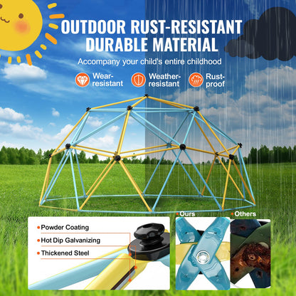 Climbing Dome, 10FT Geometric Dome Climber Play Center for Kids 3 to 10 Years Old, Jungle Gym Supports 750 LBS and Easy Assembly, with Climbing Grips, Outdoor Play Equipment for Kids