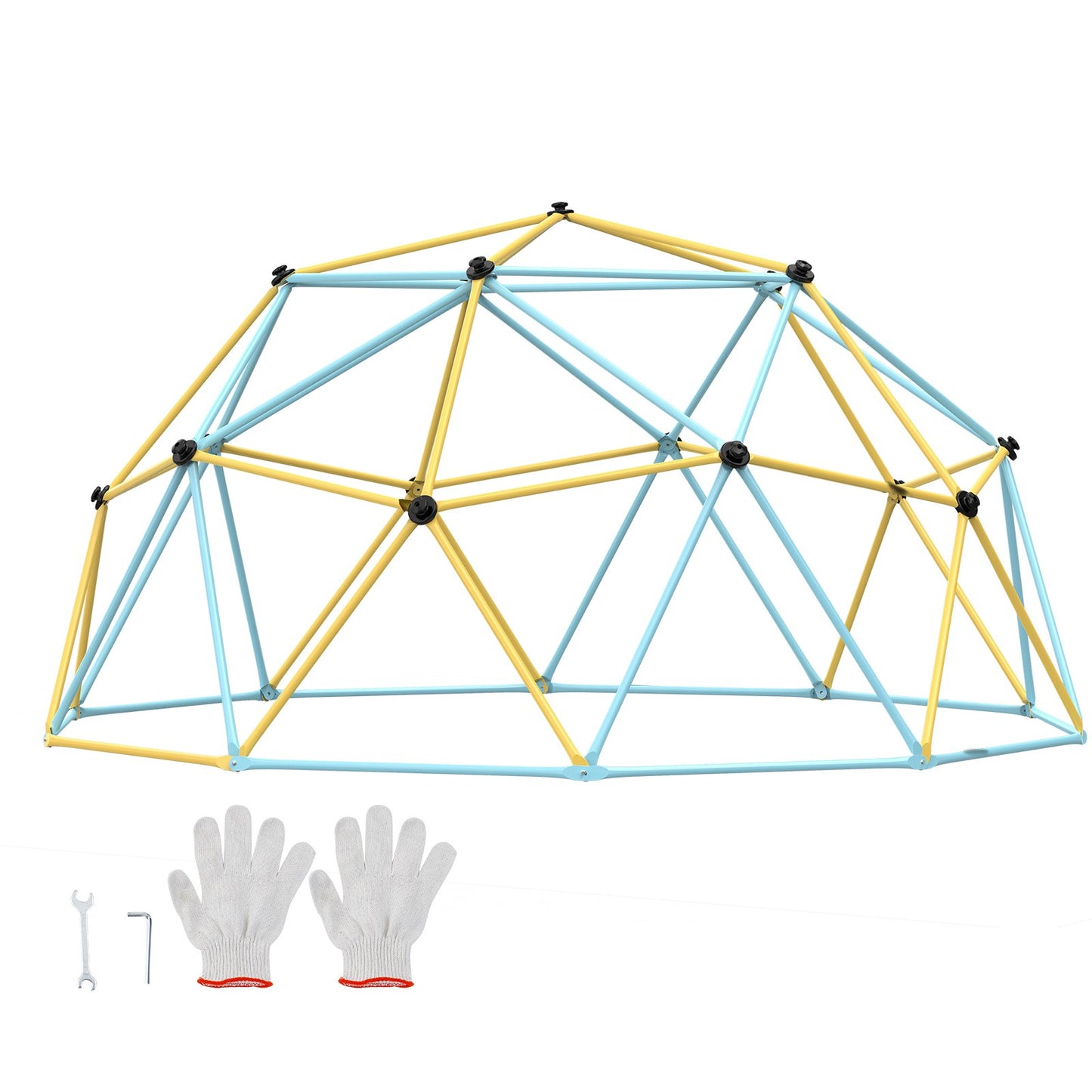 Kletterkuppel, 12 Fuß großes geometrisches Kuppel-Kletterspielzentrum für Kinder von 3 bis 10 Jahren, Klettergerüst trägt 750 Pfund und ist einfach zu montieren, mit Klettergriffen, Outdoor-Spielgerät für Kinder