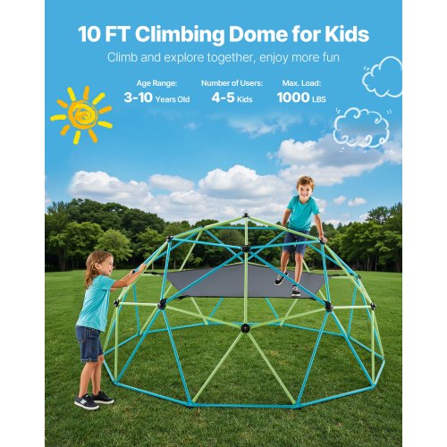 Climbing Dome 10FT Geometric Dome Climber Klinggym with Swing and Hammock | EU