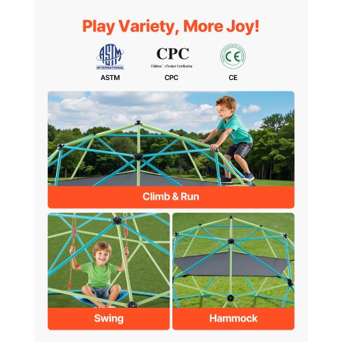 Climbing Dome 10FT Geometric Dome Climber Klinggym with Swing and Hammock | EU