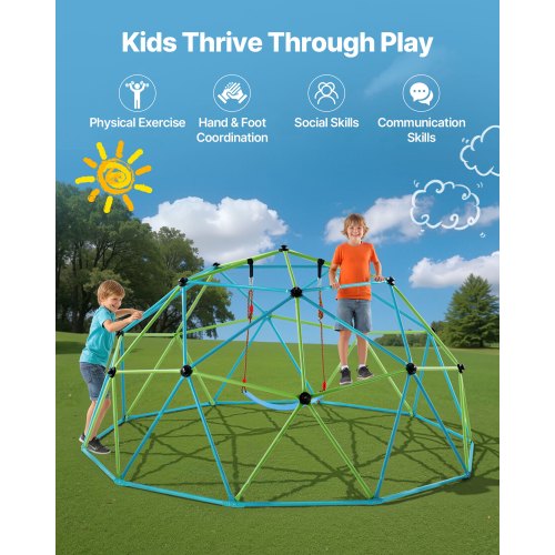 Climbing Dome 10FT Geometric Dome Climber Klinggym with Swing and Hammock | EU