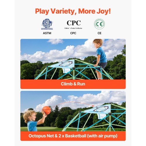 Klätterkupol 10FT Geometrisk Kupolklättrare Djungelgym 1000LB Maxbelastning |  EU