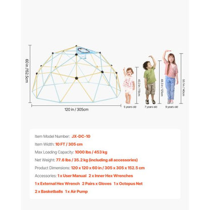 Klätterkupol 10FT Geometrisk Kupolklättrare 1000LB Lastning Barn Klinggym |  EU