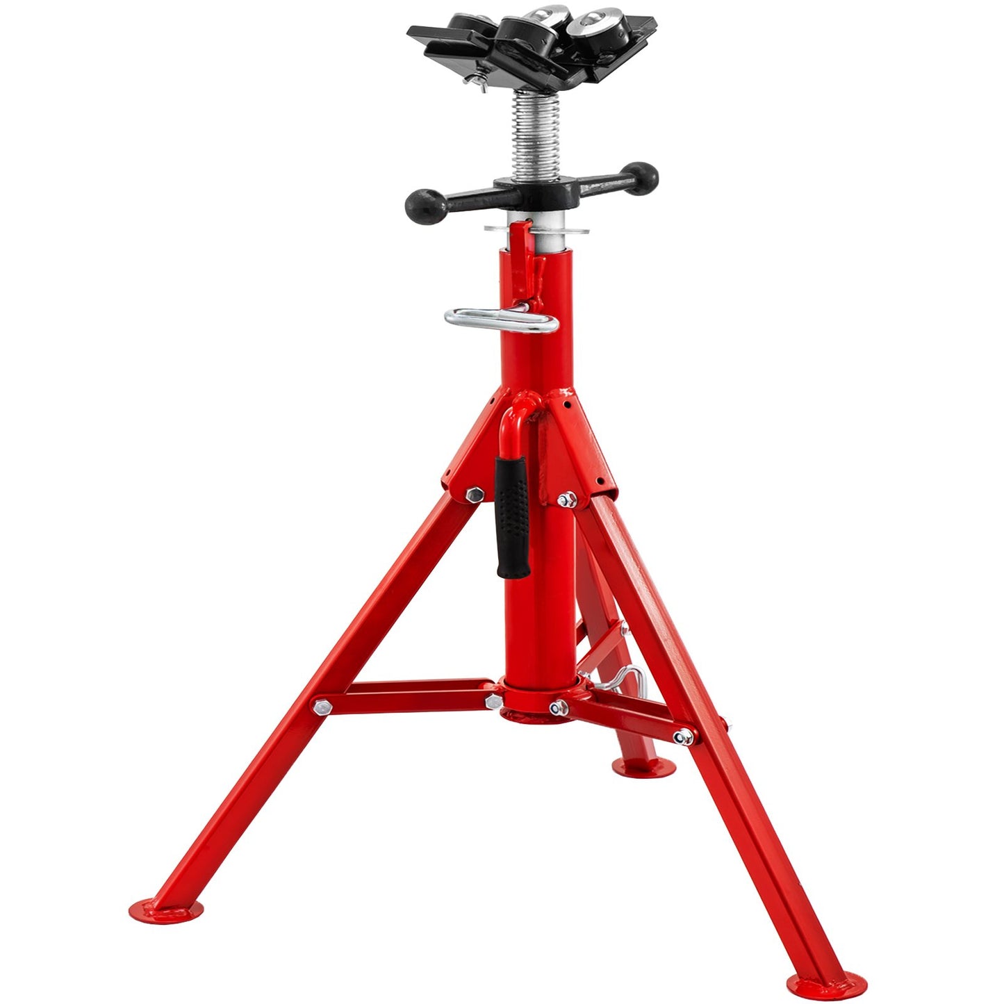 Pipe Jack Stand, Model V-Head 1107A Head High Folding Pipe Stand, Steel Jack Stands, 2 Ton Capacity Pipe Stand, 28-inch to 51.5-inch Pipe Jack Stand with 4-Ball Transmission