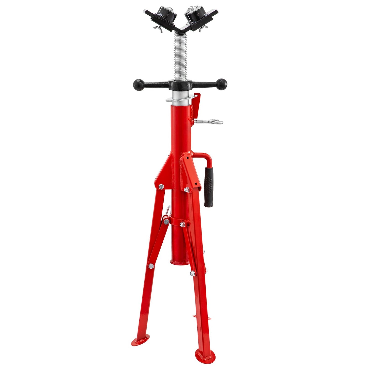 Pipe Jack Stand, Model V-Head 1107A Head High Folding Pipe Stand, Steel Jack Stands, 2 Ton Capacity Pipe Stand, 28-inch to 51.5-inch Pipe Jack Stand with 4-Ball Transmission