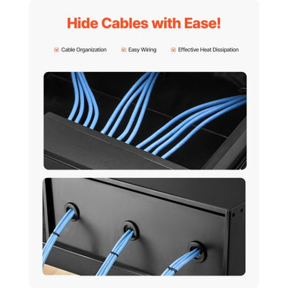 4U rackmonterad låda, 22,68 kg max belastning, låsbar serverskåplåda, glidande låda med lås och kabelhanteringshål, för nätverksutrustning, server, AV-rack eller skåphölje |  EU