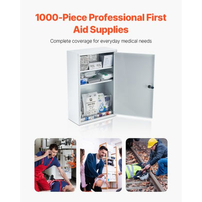 First aid cabinet with 3 shelves, 1000 pieces, wall-mounted metal medicine cabinet