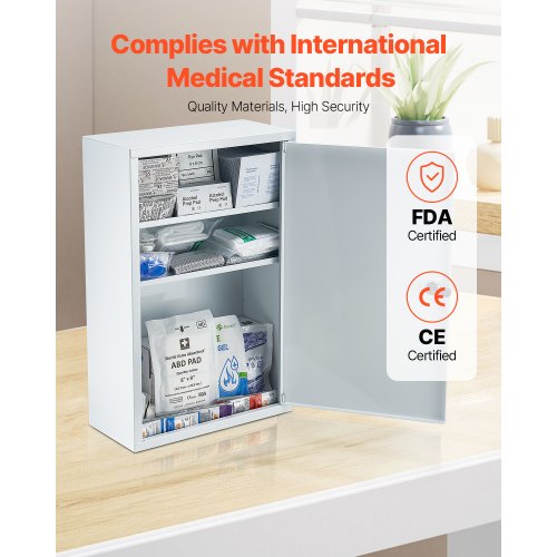 First aid cabinet with 3 shelves, 1000 pieces, wall-mounted metal medicine cabinet