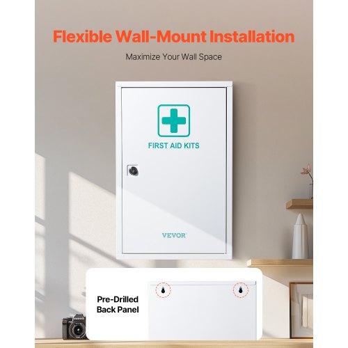 First aid cabinet with 3 shelves, 1000 pieces, wall-mounted metal medicine cabinet