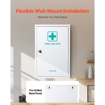 First aid cabinet with 3 shelves, 1000 pieces, wall-mounted metal medicine cabinet