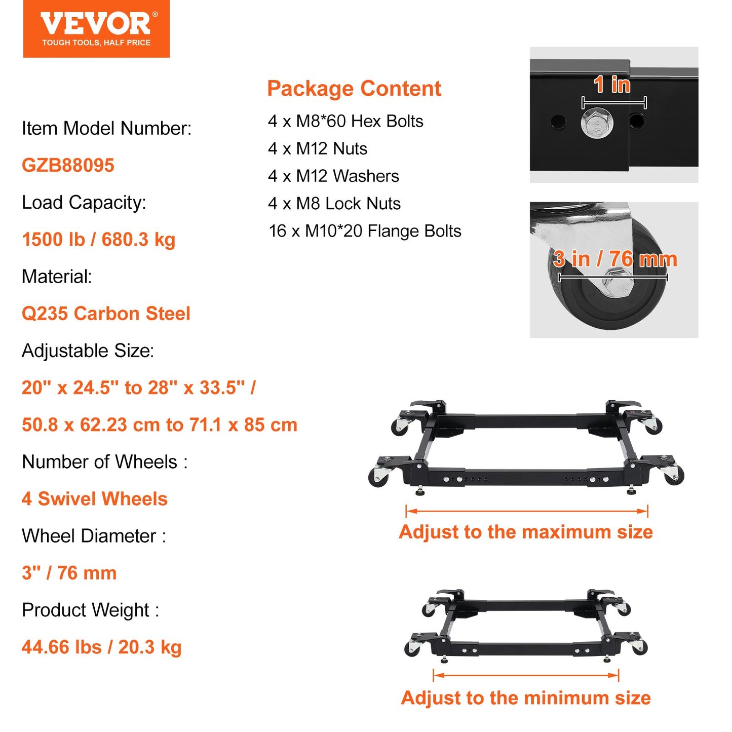 Mobile Base Heavy Duty Universal Stand 1500 lb Kapacitet för verktygsmaskiner