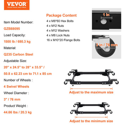 Mobile Base Heavy Duty Universal Stand 1500 lb Kapacitet för verktygsmaskiner