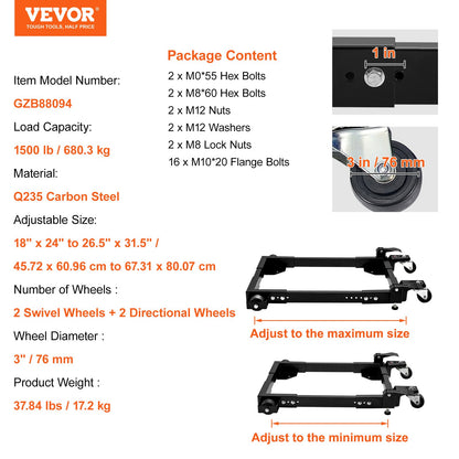 Mobile Base Heavy Duty Universal Stand 1500 lb Kapacitet för verktygsmaskiner