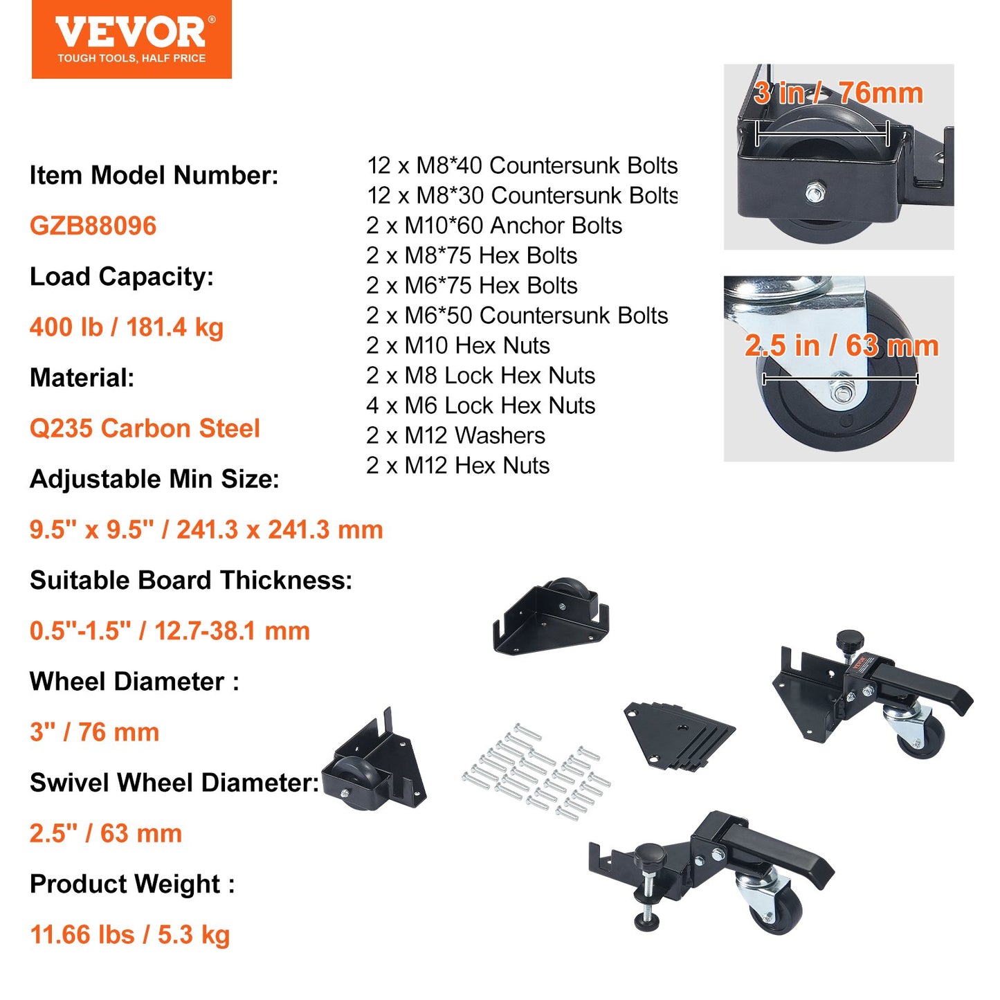 Mobile Base Heavy Duty Universal Stand 400 lbs Kapacitet för verktygsmaskiner