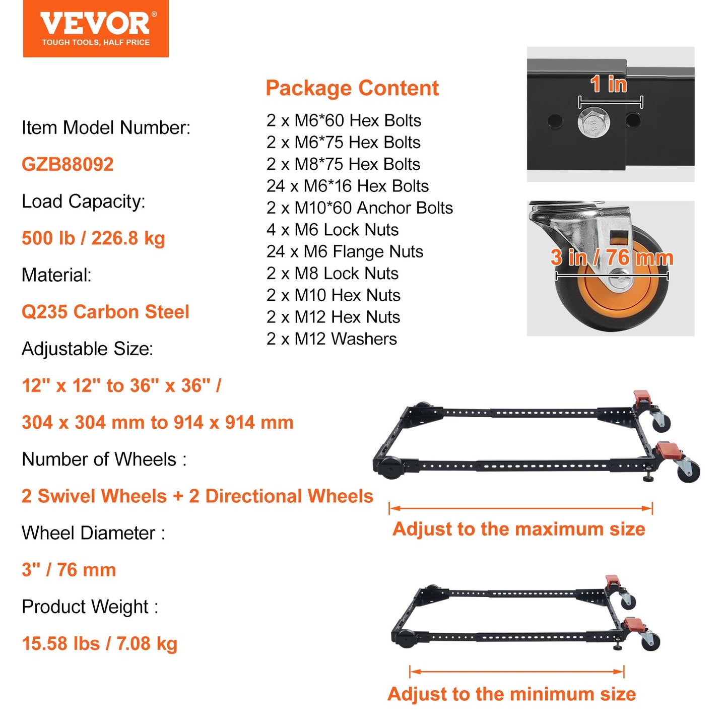 Mobile Base Heavy Duty Universal Stand 500 lbs Kapacitet för verktygsmaskiner